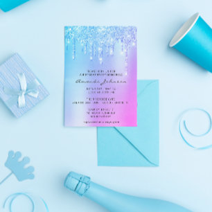 Holografisch roze blauwe glinsterend effect druipe kaart