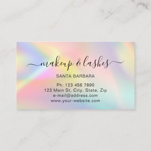 Holografisch roze blauwe Logo QR Lash Makeup Drive Visitekaartje (Achterkant)