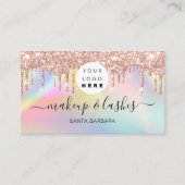Holografisch roze blauwe Logo QR Lash Makeup Drive Visitekaartje (Voorkant)