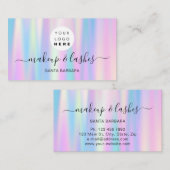 Holografisch roze blauwe Logo QR Lash Makeup Nails Visitekaartje (Voorkant / Achterkant)