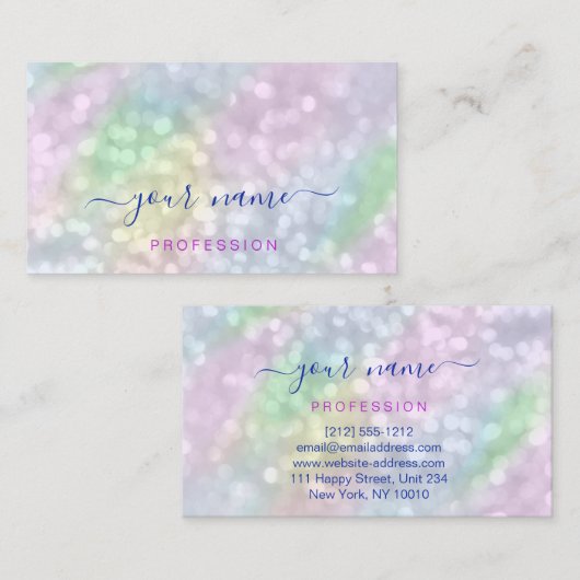 Holografisch Roze Blauwe Professionele Abstracte O Visitekaartje (Voorkant / Achterkant)