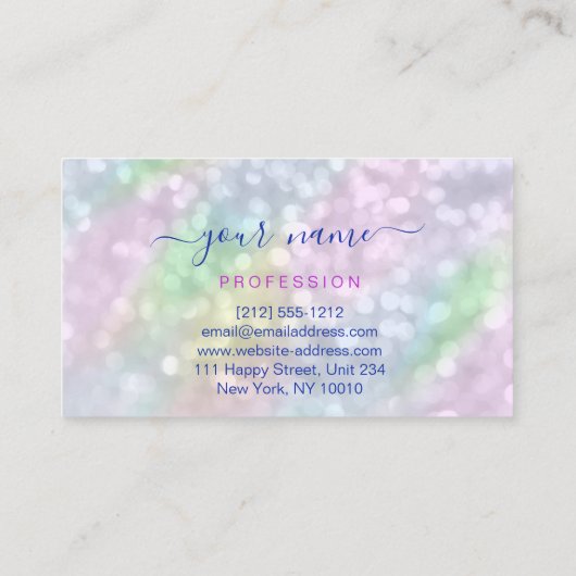 Holografisch Roze Blauwe Professionele Abstracte O Visitekaartje (Achterkant)