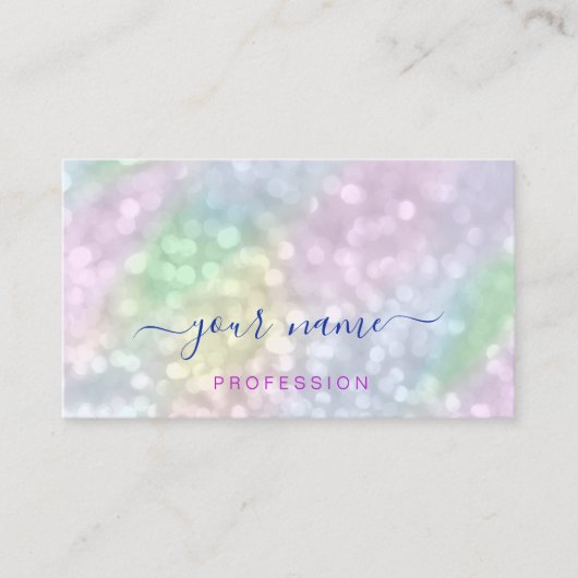 Holografisch Roze Blauwe Professionele Abstracte O Visitekaartje (Voorkant)