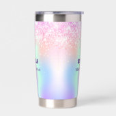 Holografisch roze custom name business geïsoleerde drinkbeker (Links)