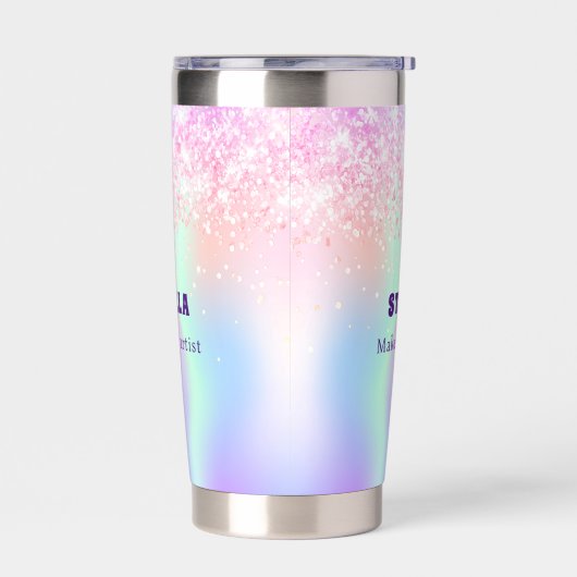 Holografisch roze custom name business geïsoleerde drinkbeker (Links)