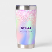 Holografisch roze custom name business geïsoleerde drinkbeker (Voorkant)