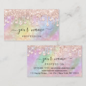 Holografisch roze druppels maken artiest visitekaartje (Voorkant / Achterkant)