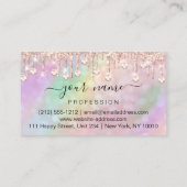 Holografisch roze druppels maken artiest visitekaartje (Achterkant)