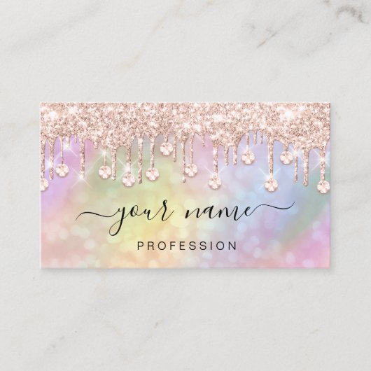 Holografisch roze druppels maken artiest visitekaartje (Voorkant)