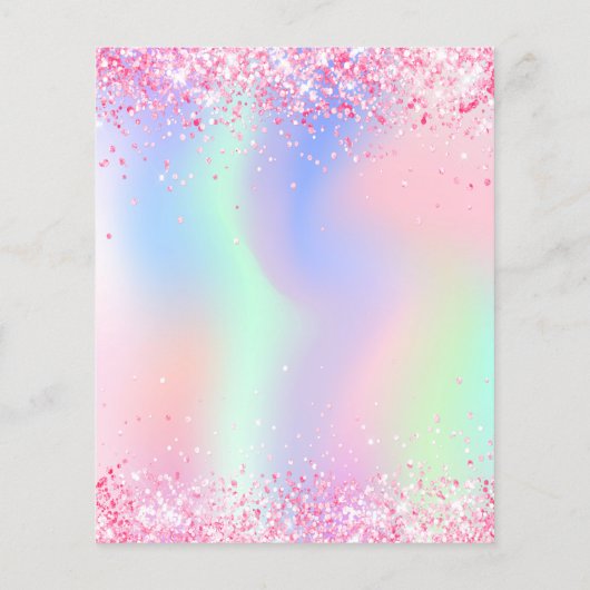 Holografisch roze foto qr code business flyer (Achterkant)