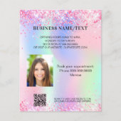 Holografisch roze foto qr code business flyer (Voorkant)