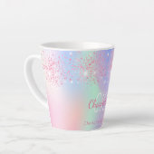 Holografisch roze glitter paarse mint regenboog latte mok (Linkerhoek)
