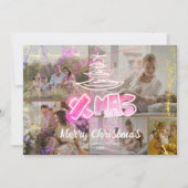 Holografisch roze Grafische Pasjes Gloed 5 Foto's Feestdagenkaart (Voorkant)