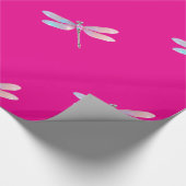  holografisch roze libel inpakpapier (Hoek)