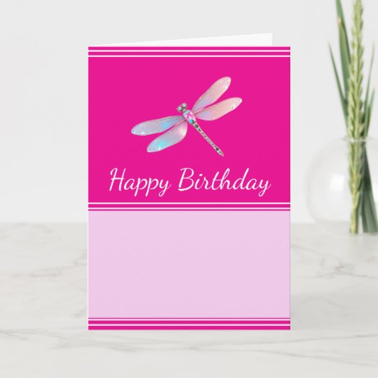 holografisch roze libel Wenskaart Aankondiging (Voorkant)