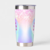 Holografisch roze logo-bedrijf geïsoleerde drinkbeker (Links)
