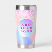 Holografisch roze logo-bedrijf geïsoleerde drinkbeker (Achterkant)