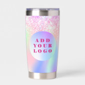 Holografisch roze logo-bedrijf geïsoleerde drinkbeker (Voorkant)