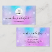 Holografisch roze Logo Lash Makeup Nails Visitekaartje (Voorkant / Achterkant)
