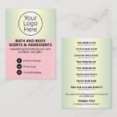 Holografisch roze Logo van de Lijst van ingrediënt Visitekaartje (Voorkant / Achterkant)