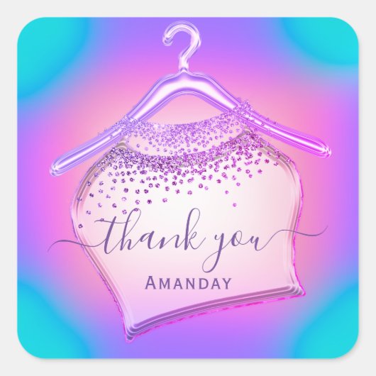 Holografisch roze Mode Blogger Vierkante Sticker (Voorkant)