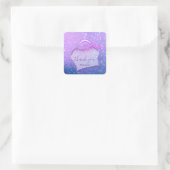 Holografisch roze Mode Kast Logo Winkelen Glitter Vierkante Sticker (Tas)