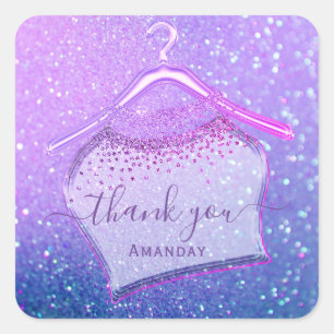 Holografisch roze Mode Kast Logo Winkelen Glitter Vierkante Sticker