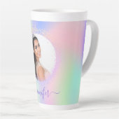 Holografisch roze paars naamscript latte mok (Rechterhoek)