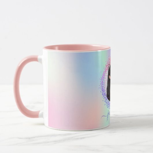 Holografisch roze paars naamscript mok (Links)