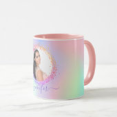 Holografisch roze paars naamscript mok (Voorkant rechts)