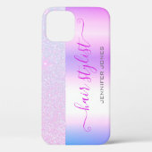 Holografisch roze Paars Ombre Glitter Aangepaste n Case-Mate iPhone Case (Achterkant)