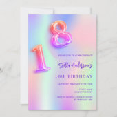 Holografisch roze paarse 18e verjaardag kaart (Voorkant)