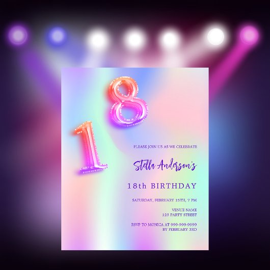 Holografisch roze paarse 18e verjaardagsbudget