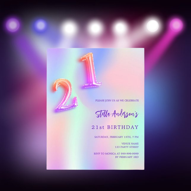 Holografisch roze paarse 21e verjaardag (Creator heeft geüpload)
