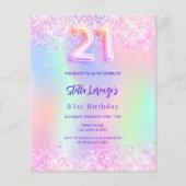 Holografisch roze paarse 21e verjaardagsbudget (Voorkant)