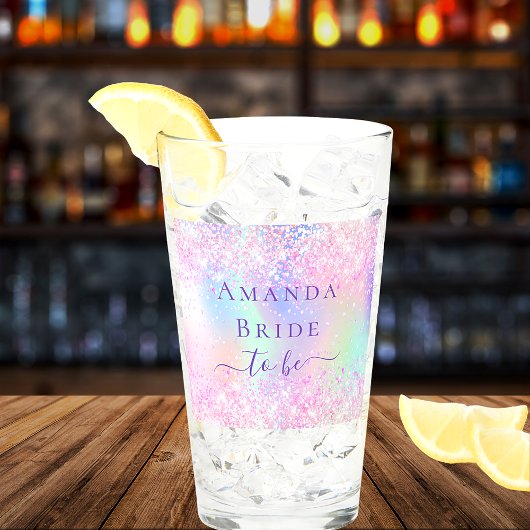 Holografisch roze paarse bruid vrijgezellenfeest glas
