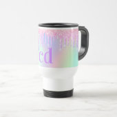 Holografisch roze paarse glitter druppelt monogram reisbeker (Voorkant rechts)