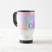 Holografisch roze paarse glitter druppelt monogram reisbeker (Voorkant links)