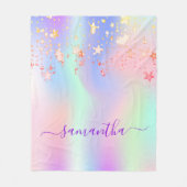 Holografisch roze paarse gouden sterren, naam scri fleece deken (Voorkant)