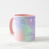 Holografisch roze paarse groen mok (Voorkant links)