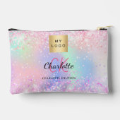 Holografisch roze paarse monogram zakelijk logo etui (Achterkant)