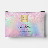 Holografisch roze paarse monogram zakelijk logo etui (Voorkant)