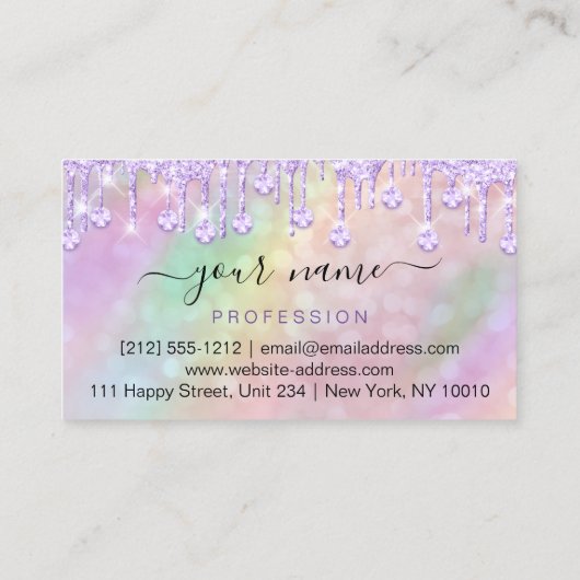 Holografisch roze Paarse schijven maken artiest Visitekaartje (Achterkant)