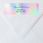 Holografisch roze paarse script retouradres etiket