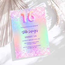 Holografisch roze paarse Sweet 16