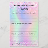 Holografisch roze paarse verjaardagswens kaart (Voorkant)