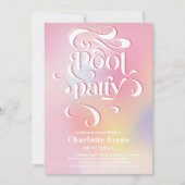 Holografisch roze poolpartij script zwemt op 16 pu kaart (Voorkant)