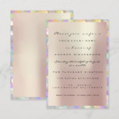 Holografisch roze Vrijgezellenfeest 16e PEARLY Kaart (Voorkant / Achterkant)