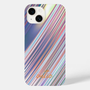Holografisch Schattige Gestreept Meisje Case-Mate iPhone 14 Hoesje