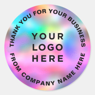 Holografisch Schattige Roze Meisje Dank u Business Ronde Sticker